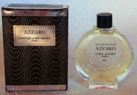 AZZARO d'Azzaro edt 8ml 90° hauteur totale 6cm pleine + Boite ancienne et rare