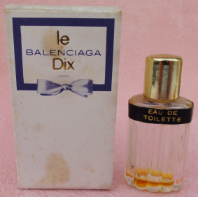 BALENCIAGA Le dix edt 5ml étiquette papier vide boite tachée très ancienne