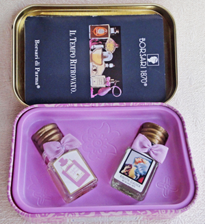 BORSARI Violetta di Parma edp 3,5ml + Violetta classica edp 3,5ml pleines + Boite métal.jpg