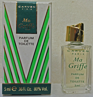 CARVEN ma griffe pdt 5ml sérigraphie verte 7 lignes pleine + Boite