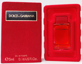 DOLCE & GABBANA edt 5ml pleine grande boite allumette velours 9x5,5cm neuve 