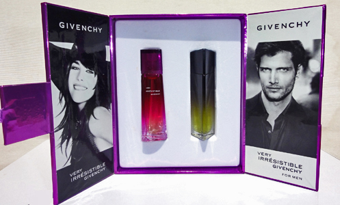 GIVENCHY Very irresistible for her sensuel edp 4ml + for him edt 4ml pleines + Coffret ouvert