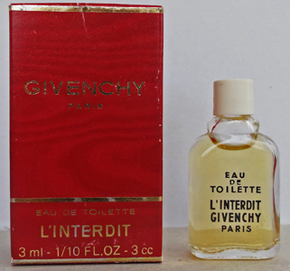 GIVENCHY L'interdit edt 3ml bc blanc sérigraphie noire + Boite ancienne