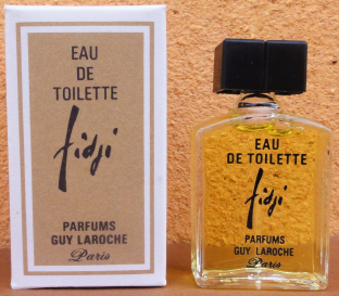 ​LAROCHE Fidji edt 5ml texte 6 lignes pleine + Boite neuve date de 1966 