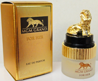 MGM GRAND for her edp 3ml verre dépoli pleine boite neuve lion de la Metro Goldwin Meyer