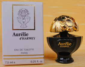 RIACHI Aur&lie d'Harwey edt 7,5ml verre noir bc doré pleine + Boite neuve