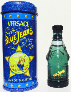 VERSACE Blue jeans man edt 7,5ml verre teinté pleine boite métal