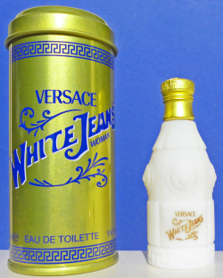 VERSACE White Jeans woman edt 7,5ml verre blanc pleine boite métal 