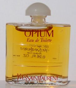 Yves SAINT LAURENT Opium edt 7,5ml bc blanc sérig 3 lignes devant étiquette au dos pleine sans boite